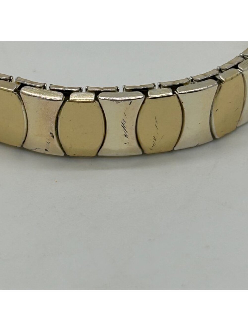Vintage Gold Tone and Silver Tone Stretch Expansion Bracelet Mid Century Classic - Picture 6 of 14